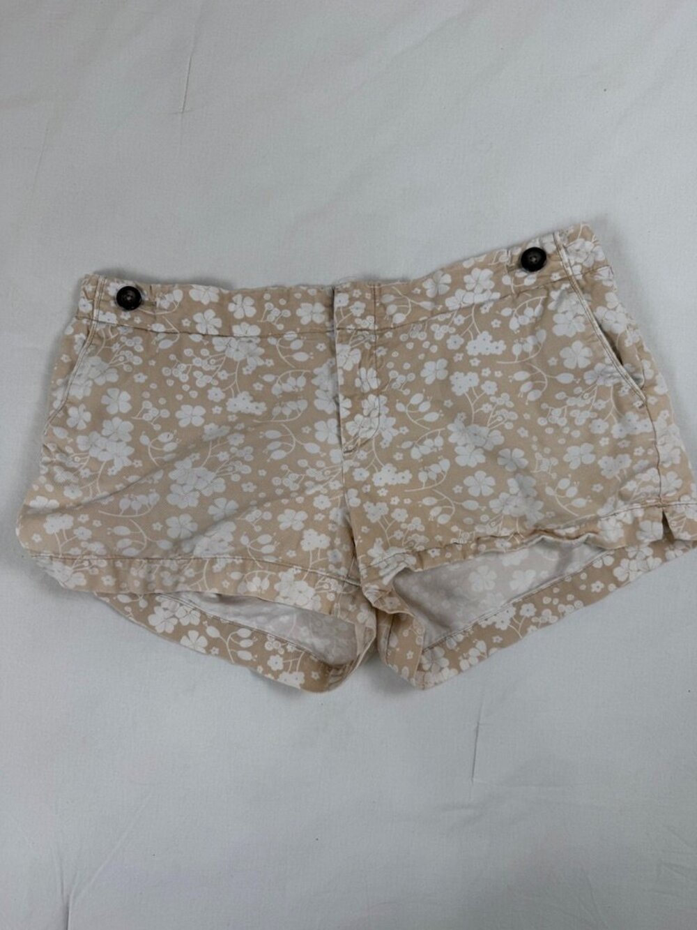 Women’s Floral Print Beige Shorts